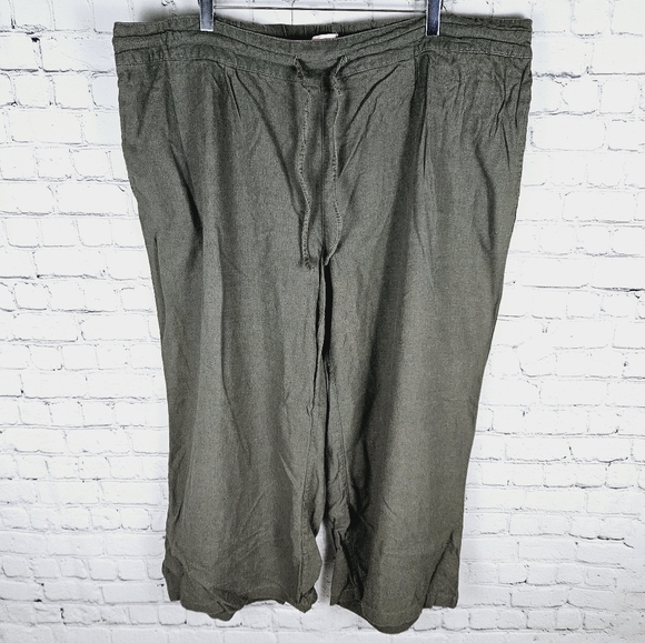 PER SE | linen blend wide leg drawstring waist cropped pants - Picture 1 of 7